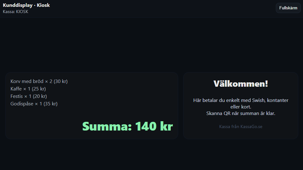 Kunddisplay på iPad