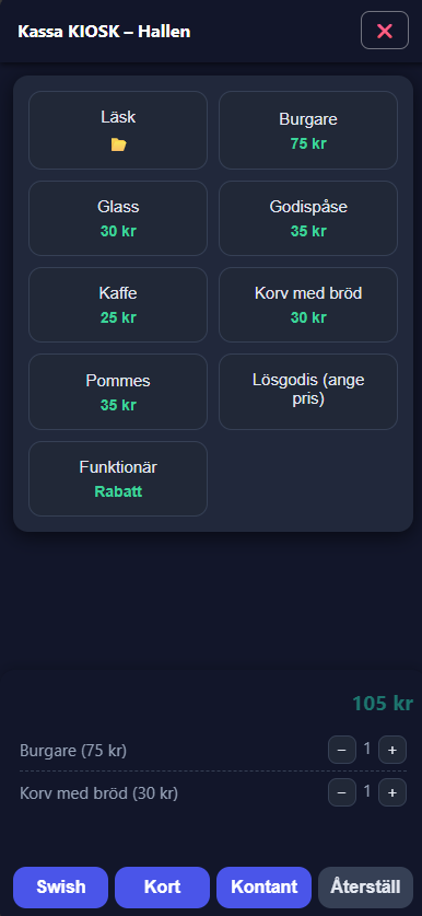 Kassa på mobilvy